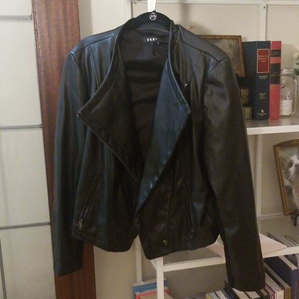 NWOT DKNY Faux Leather Moto Jacket